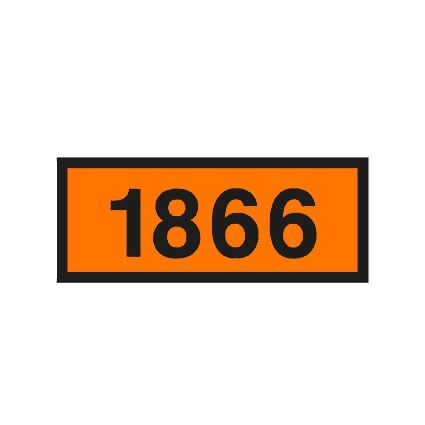 Die orangefarbenen Plattenmarkierungen enthalten die UN-Nummer 1866 und sind zu verwenden, wenn der Behälter mit mehr als 4000 kg einer einzigen UN-Nummer beladen ist.