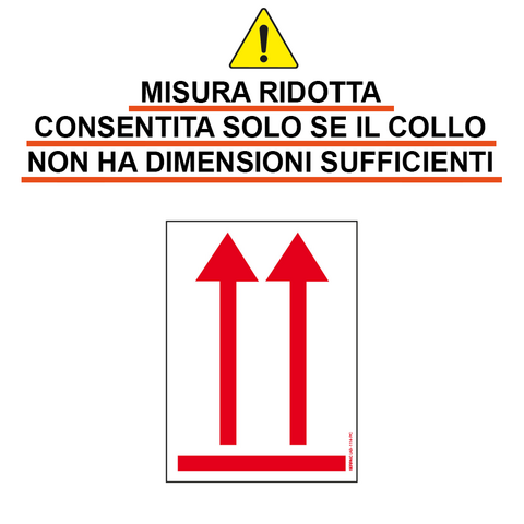 Etikett Versandstückorientierungskennzeichen muss an Kombinationsverpackungen oder Umverpackungen angebracht werden, wenn sie flüssige, gefährliche Güter enthalten und ist auf zwei gegenüberliegenden Seiten des Versandstückes anzukleben.