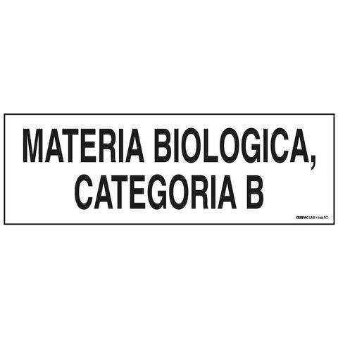 Das Etikett für biologisches Material, Kategorie B, Unterklasse 6.2 für biologisches Material, Kategorie B, trägt die Aufschrift „BIOLOGISCHES MATERIAL, KATEGORIE B” (Schriftgröße 8 mm).