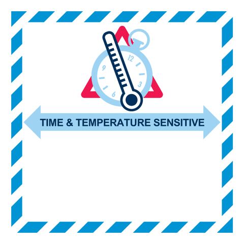 Das Etikett „Time & Temperature Sensitive (Neutra)“ muss beim Versand oder Transport temperaturkontrollierter Güter auf dem Luftweg verwendet werden.