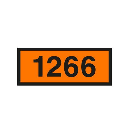 Die Warntafel ist mit der UN-Nummer 1266 vorgedruckt. Diese darf nur verwendet werden, wenn Container mit Gütern der UN1263, in einer Menge von mehr als 4000 kg beladen werden. Permanentkleber mit einer Haltbarkeit von 5 Jahren im Innen- und Außenbereich.